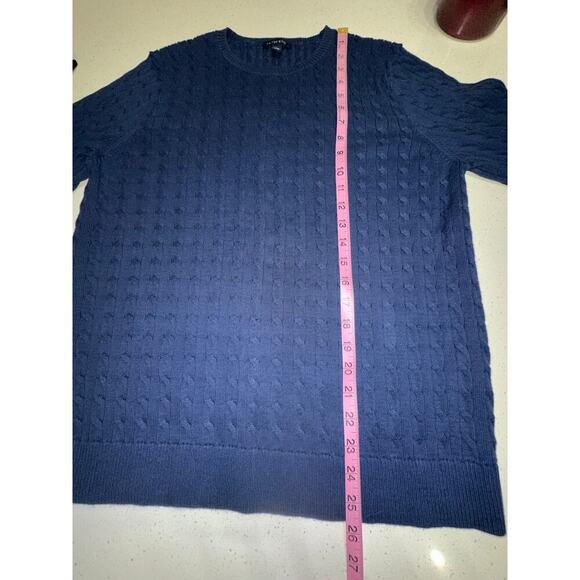 Land’s End Cable Knit Sweater pull over Navy Blue XL Preppy Classic lightweight - Picture 5 of 5
